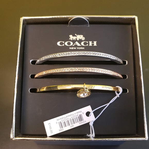 3 Piece Tri Color Coach Bangle Set - Picture 3 of 4